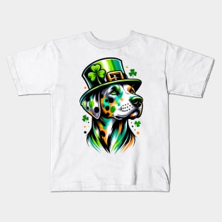 Catahoula Leopard Dog in Saint Patrick's Day Spirit Kids T-Shirt